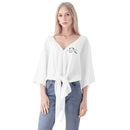 White V-neck Streamers Top