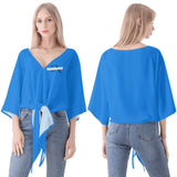 Blue V-neck Streamers Top