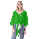 Green V-neck Streamers Top