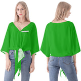 Green V-neck Streamers Top