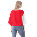 Red And White V-neck Streamers Top