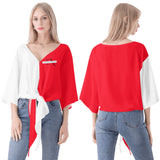Red And White V-neck Streamers Top