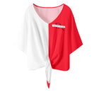 Red And White V-neck Streamers Top