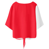 Red And White V-neck Streamers Top