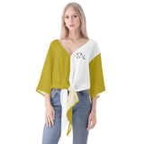 Gold And White V-neck Streamers Top