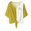Gold And White V-neck Streamers Top