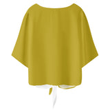 Gold And White V-neck Streamers Top