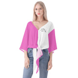 Pink And White V-neck Streamers Top