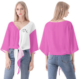 Pink And White V-neck Streamers Top