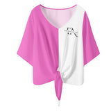 Pink And White V-neck Streamers Top