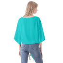 Turquoise And Black V-neck Streamers Top