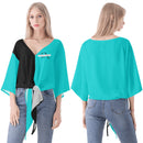 Turquoise And Black V-neck Streamers Top