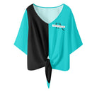Turquoise And Black V-neck Streamers Top