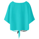 Turquoise And Black V-neck Streamers Top