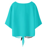 Turquoise And Black V-neck Streamers Top