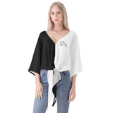 Black And White V-neck Streamers Top