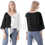 Black And White V-neck Streamers Top