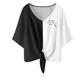Black And White V-neck Streamers Top