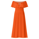 Orange Off-shoulder Long Dress
