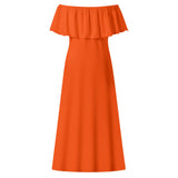 Orange Off-shoulder Long Dress