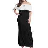 Black And White Off-shoulder Long Dress