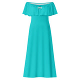 Turquoise Off-shoulder Long Dress