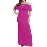 Pink Off-shoulder Long Dress