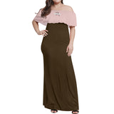 Brown And Pink Off-shoulder Gown