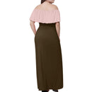 Brown And Pink Off-shoulder Gown