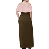Brown And Pink Off-shoulder Gown