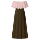Brown And Pink Off-shoulder Gown