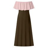 Brown And Pink Off-shoulder Gown