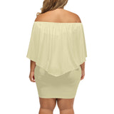 Beige Off-the-shoulder Tube Dress