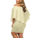 Beige Off-the-shoulder Tube Dress