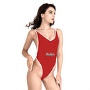 Red One Piece High Cut Swimsuit