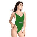 Green One Piece High Cut Swimsuit