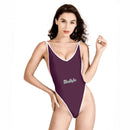 Purple One Piece High Cut Swimsuit