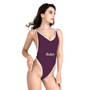 Purple One Piece High Cut Swimsuit