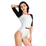 White Long Sleeve One Piece Swimsuit