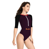 Purple Long Sleeve One Piece Swimsuit