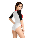 Red Long Sleeve One Piece Swimsuit