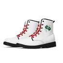 White Leather Black Outsole Boots