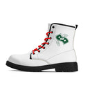 White Leather Black Outsole Boots