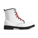 White Leather Black Outsole Boots