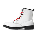 White Leather Black Outsole Boots