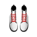 White Leather Black Outsole Boots