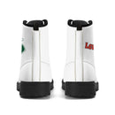 White Leather Black Outsole Boots