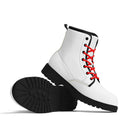 White Leather Black Outsole Boots
