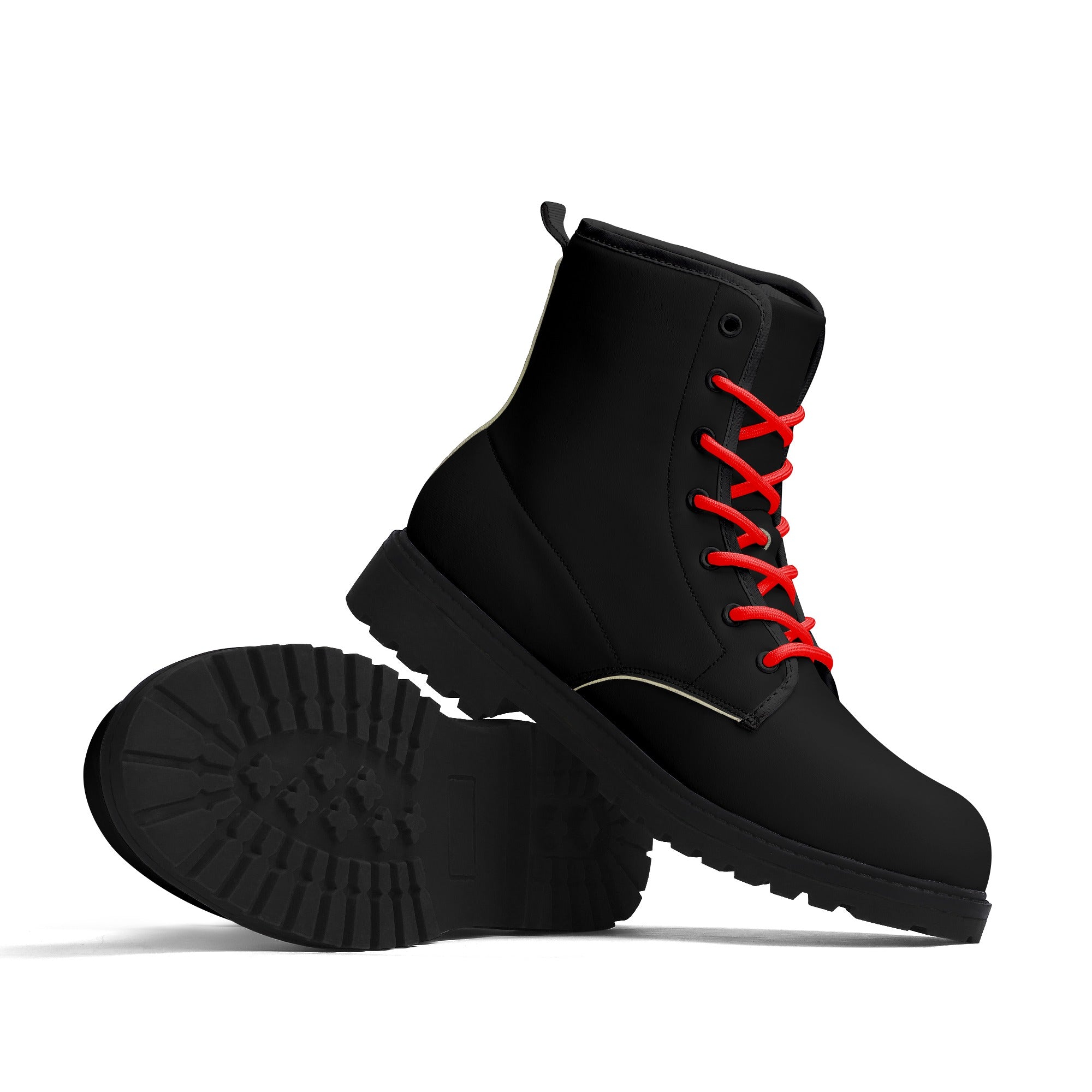 Czarne skórzane buty z czarną podeszwą