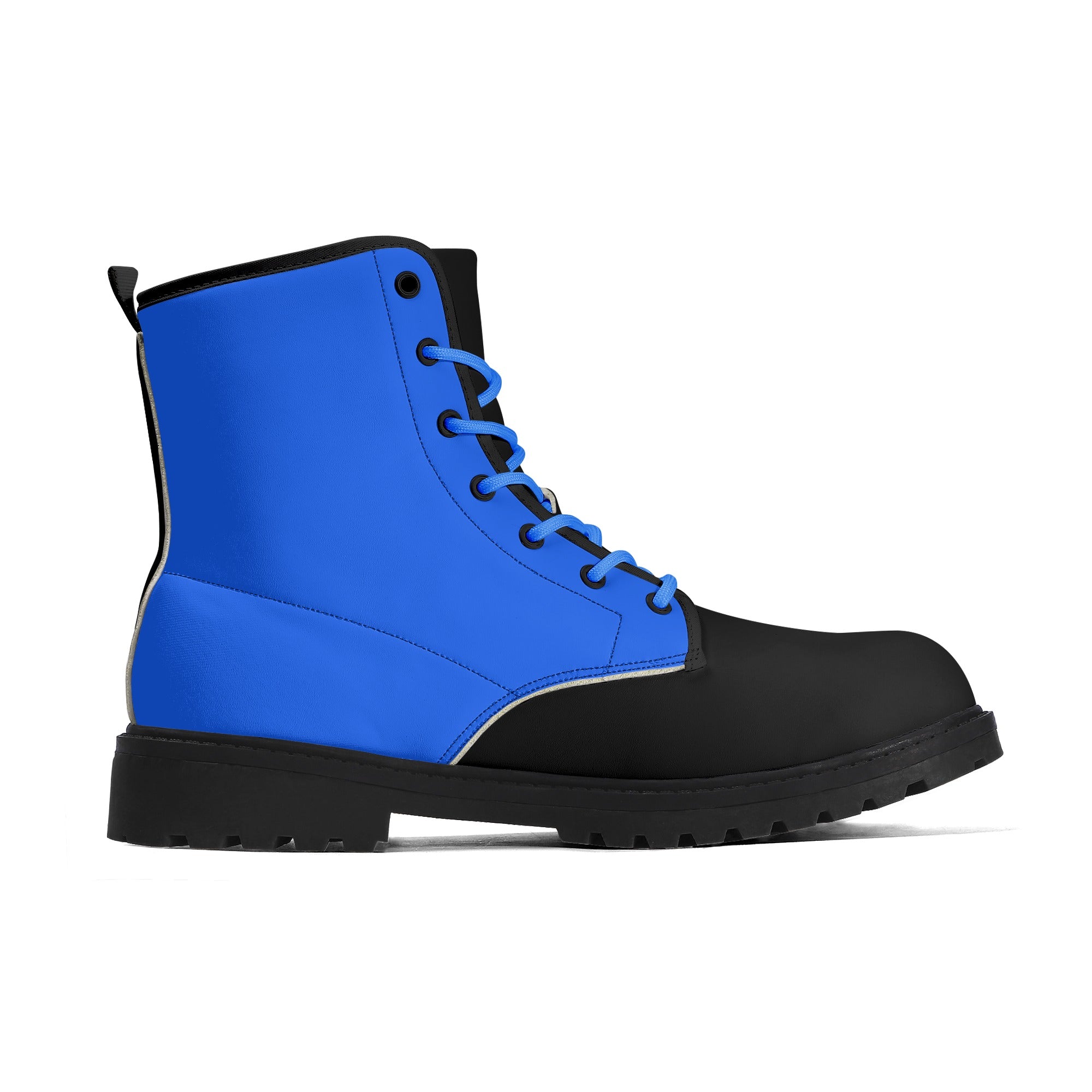 Niebiesko-czarne skórzane czarne buty z podeszwą